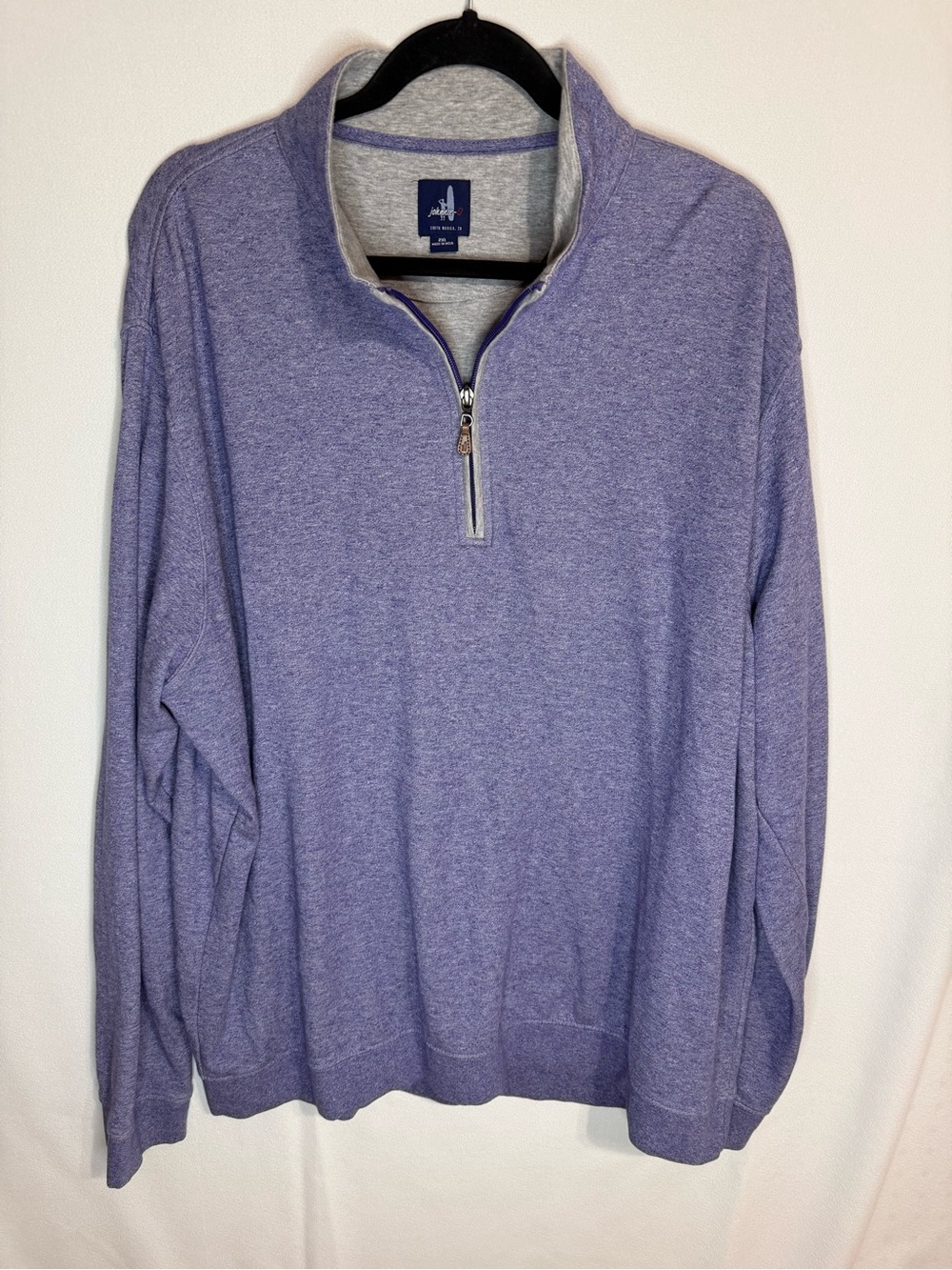 johnnie-O Men’s Heather Blue Casual Quarter-Zip Sweater Size 2XL Stretch